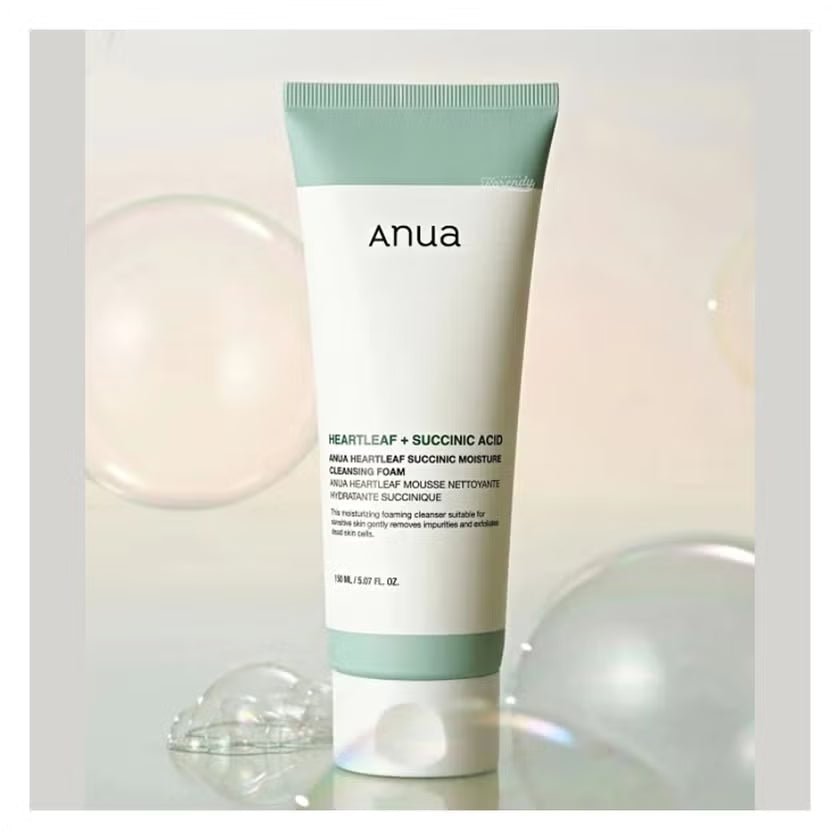 Anua Heartleaf Succinic Moisture Facial Cleansing Foam For Acne Prone Skin 150ml