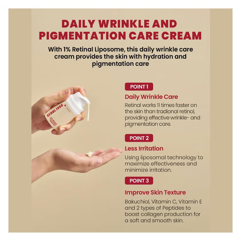 K-Secret Seoul 1988 Retinal Liposome 1% + Fermented Rice Extract Face Cream 50ml